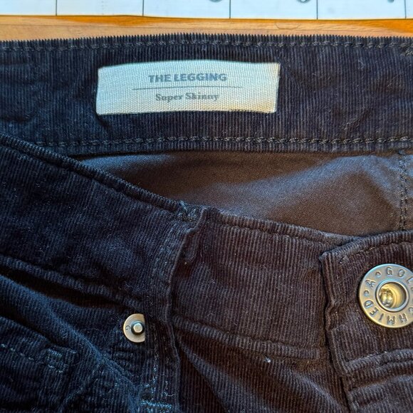 AG‎ Adriano Goldschmied The Legging Super Skinny Pants Black Courdoroy Size 26R - Picture 7 of 8